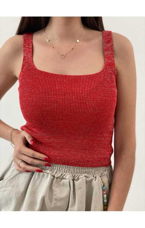 Pletený crop top SELENA červený Pletený crop top SELENA červený