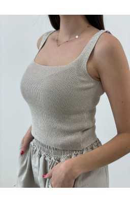Pletený crop top SELENA strieborný