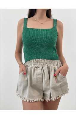Pletený crop top SELENA tmavozelený