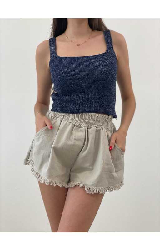 Pletený crop top SELENA tmavomodrý Pletený crop top SELENA tmavomodrý